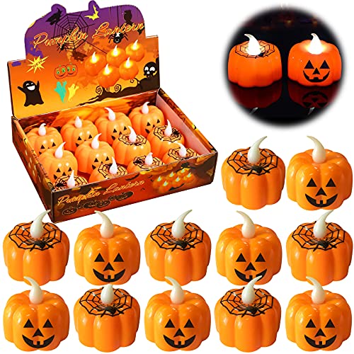 ZPQAODI 12 LED Kerzen Halloween Deko Set, LED Teelichter Kürbis, LED-Teelichter,Flammenlose Flackern Kerze Pumpkin Licht Teelicht Deko für Halloween Party Outdoor ZPQAODI 12 LED Kerzen Halloween Deko Set, LED Teelichter Kürbis, LED-Teelichter,Flammenlose Flackern Kerze Pumpkin Licht Teelicht Deko für Halloween Party Outdoor von ZPQAODI