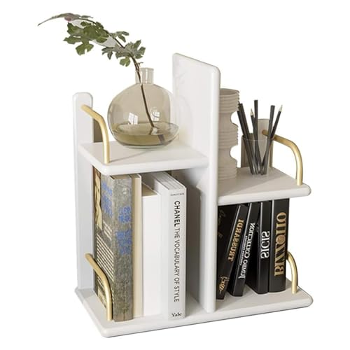 Kleines Bücherregal, Vertikales Bücherregal aus Holz, Großes Aktenregal für das Büro, Geeignet zur Verwendung als Bücherregal im Wohnzimmer, Arbeitszimmer, Büro, Desktop Bücherregal(Color:White) von ZPRYZHD