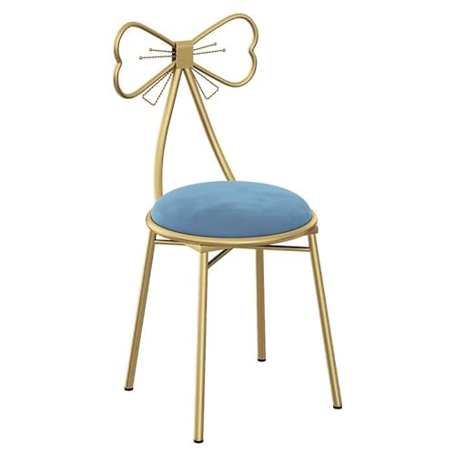 ZPRYZHD Moderner Schminkstuhl Hocker, Süßer Schminkstuhl, Schminkstuhl aus Metall Mit Sitzkissen, für Schlafzimmer, Wohnzimmer(Blue) von ZPRYZHD