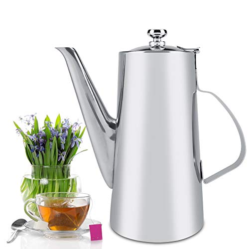 ZPSHYD 2L Edelstahl-Teekanne, verdickte Wand, ergonomischer Griff, auslaufsicherer Wasserkocher, geeignet für Tee, Kaffee usw. (Silber) von ZPSHYD