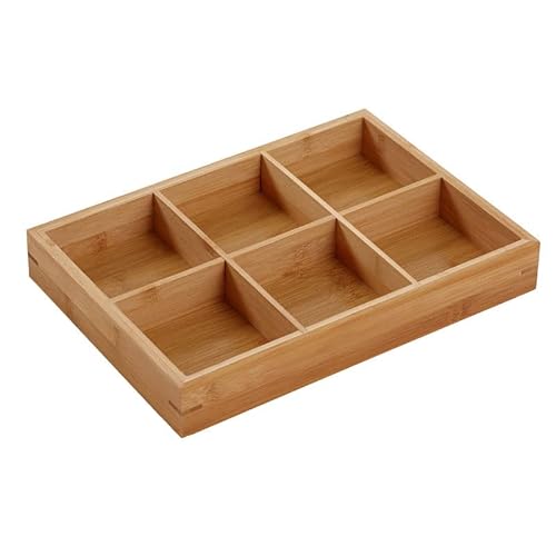 ZPSHYD Vielseitiges, Mit Mehreren Fächern Unterteiltes Serviertablett aus Holz Für Hot-Pot-Restaurants Und Sushi-Platten(6 Compartments) von ZPSHYD
