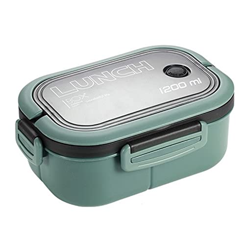 ZPSHYD 1200 Ml Doppellagige Bento-Lunchbox Mit Isolierung, Gabel Und Löffel – Für Studenten Und Büroangestellte(Grün) von ZPSHYD