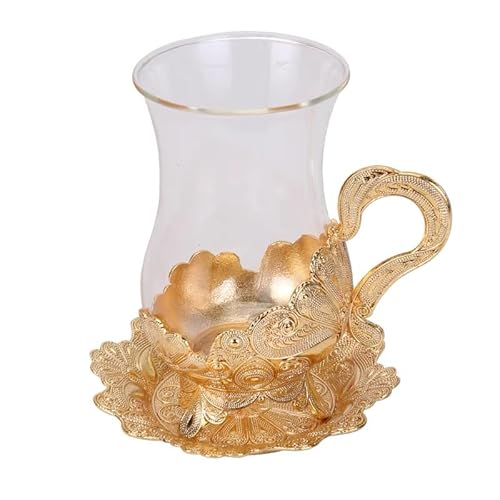 ZPSHYD Europäische Goldene Kaffeetassen – Wunderschön Geschnitztes, Elegantes Retro-Teetassen-Set aus Zinklegierung Mit Untertasse Für Bar Und Teetisch von ZPSHYD
