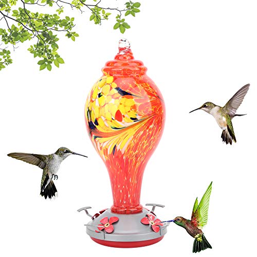 ZPSHYD Schöne Vogelfutterstation aus Glas für Kolibris, bunte Malerei, Outdoor-Garten, Innenhof, Dekoration, Wasserfütterungswerkzeug von ZPSHYD