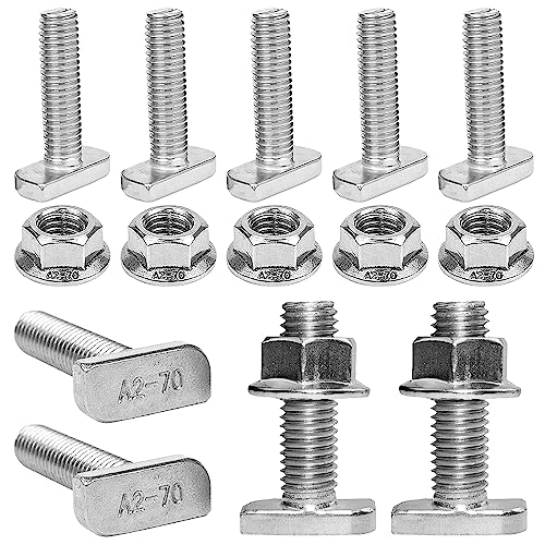 20 Stück Hammerkopfschrauben M10 Set, 30mm Schrauben Edelstahl, Modulklemmen Solar, T-Hammerkopfschrauben, mit 20 Stück M10 Hex Nuts With Flange, für Photovoltaik und Gewächshaus von ZPSNDP