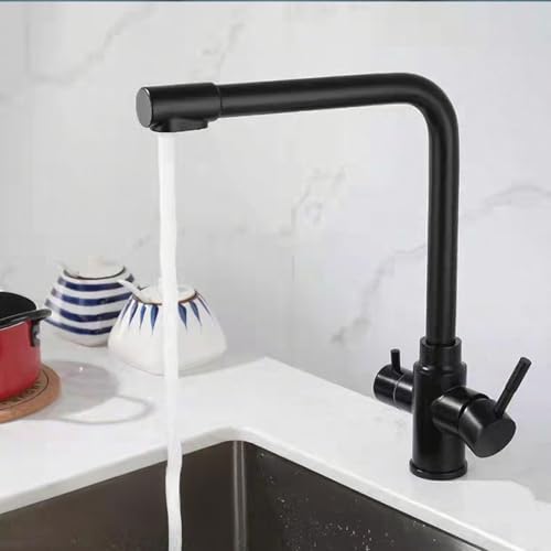 3 Wege Armatur Küche 360° Schwenkbar Gefiltertes Wasser Spülenarmatur Edelstahl 2 Griffe-Schwarz 3 Wege Armatur Küche 360° Schwenkbar Gefiltertes Wasser Spülenarmatur Edelstahl 2 Griffe-Schwarz von ZPSPZ