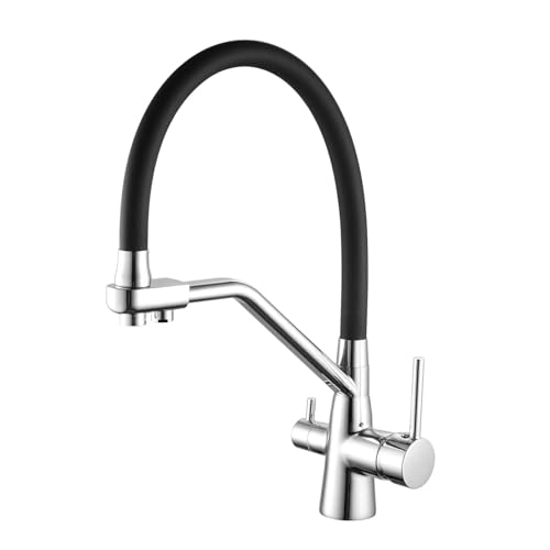 3 Wege Armatur Küche 360° Schwenkbar Spüle Wasserhahn mit 2 Griffen Gefiltertem Wasser Edelstahl-Verchromt 3 Wege Armatur Küche 360° Schwenkbar Spüle Wasserhahn mit 2 Griffen Gefiltertem Wasser Edelstahl-Verchromt von ZPSPZ