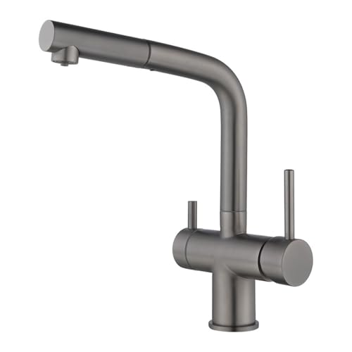 3 Wege Wasserhahn Küche Ausziehbar Messing Spültischarmatur 3 Wege Doppelgriff-Grau 3 Wege Wasserhahn Küche Ausziehbar Messing Spültischarmatur 3 Wege Doppelgriff-Grau von ZPSPZ