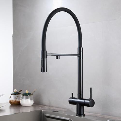 3 Wege Wasserhahn Küche Doppelgriff Ein Loch Schwenkbar Spülenarmatur Messing-Schwarz 3 Wege Wasserhahn Küche Doppelgriff Ein Loch Schwenkbar Spülenarmatur Messing-Schwarz von ZPSPZ
