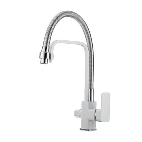 3 Wege Wasserhahn Küche Federrohr Reines Wasser Messing Spülenarmatur-Weiß 3 Wege Wasserhahn Küche Federrohr Reines Wasser Messing Spülenarmatur-Weiß von ZPSPZ