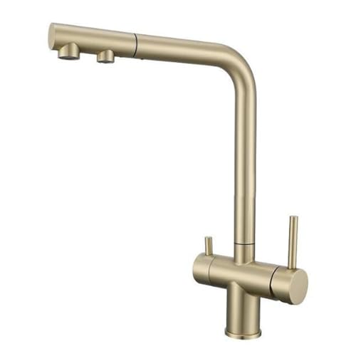 3 Wege Wasserhahn Küche Küchenarmatur Ausziehbar Küchenarmatur Edelstahl 2 Griffe Spültischarmatur Küche 3 Wege-Gebürstetes Gold 3 Wege Wasserhahn Küche Küchenarmatur Ausziehbar Küchenarmatur Edelstahl 2 Griffe Spültischarmatur Küche 3 Wege-Gebürstetes Gold von ZPSPZ