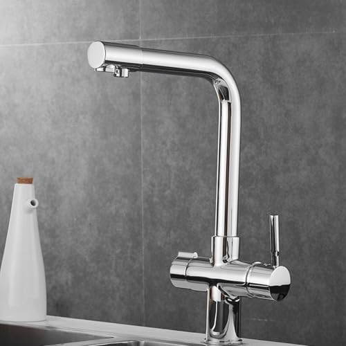 3 Wege Wasserhahn Küche Messing 360° Schwenkbar Reines Wasser Spülenarmatur Einzelloch-Verchromt 3 Wege Wasserhahn Küche Messing 360° Schwenkbar Reines Wasser Spülenarmatur Einzelloch-Verchromt von ZPSPZ