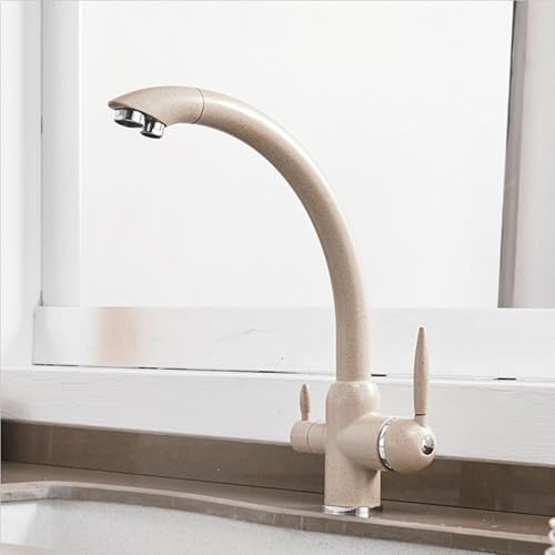 Küchenarmatur 3 Wege Wasserhahn Doppelgriff 3 Wege Küchenwasserhahn Schwenkbar Messing Einzelloch-Haferfarb Küchenarmatur 3 Wege Wasserhahn Doppelgriff 3 Wege Küchenwasserhahn Schwenkbar Messing Einzelloch-Haferfarb von ZPSPZ
