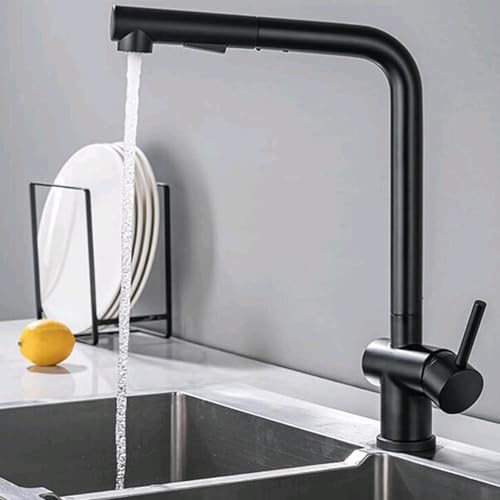 Küchenarmatur Ausziehbar mit Brause Schwenkbar Eingriff Edelstahl 2 Modus Spültischarmatur Ausziehbar-Schwarz Küchenarmatur Ausziehbar mit Brause Schwenkbar Eingriff Edelstahl 2 Modus Spültischarmatur Ausziehbar-Schwarz von ZPSPZ