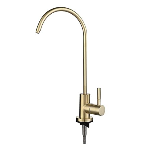 Küchenarmatur Osmose Edelstahl Drehbar Single Kaltwasser Wasserfilter Wasserhahn-Gebürstetes Gold von ZPSPZ