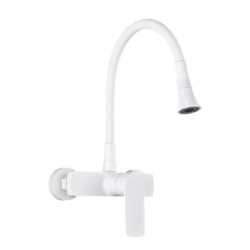 Küchenarmatur Wandmontage, Wandarmatur Küche Messing Drehbar Wandarmatur Küche mit 2 Wasserstrahlarten Wasserhahn Küche Kalt und Heiß Mischbatterie Küche Wandarmatur-Weiß Küchenarmatur Wandmontage, Wandarmatur Küche Messing Drehbar Wandarmatur Küche mit 2 Wasserstrahlarten Wasserhahn Küche Kalt und Heiß Mischbatterie Küche Wandarmatur-Weiß von ZPSPZ