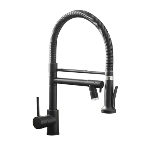 Küchenarmatur mit Feder Brause Wasserhahn Küche 360° Schwenkbard Wasser Kalt und Heiß Doppelauslass Armatur Küche Feder Messing-Schwarz Küchenarmatur mit Feder Brause Wasserhahn Küche 360° Schwenkbard Wasser Kalt und Heiß Doppelauslass Armatur Küche Feder Messing-Schwarz von ZPSPZ