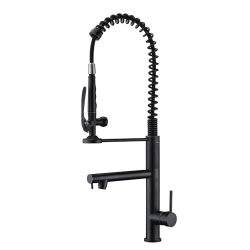 Küchenarmatur mit Feder Brause Wasserhahn Küche Doppelauslass Armatur Küche Feder Messing-Schwarz Küchenarmatur mit Feder Brause Wasserhahn Küche Doppelauslass Armatur Küche Feder Messing-Schwarz von ZPSPZ