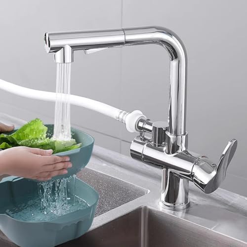 Küchenarmatur mit Spülmaschinenanschluss Wasserhahn Küche Ausziehbar Schwenkbar 2 Griffe Spülenarmatur Messing-Verchromt Küchenarmatur mit Spülmaschinenanschluss Wasserhahn Küche Ausziehbar Schwenkbar 2 Griffe Spülenarmatur Messing-Verchromt von ZPSPZ