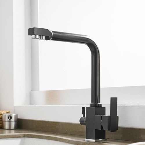 Küchenarmaturen 3 Wege Rotierend Messing Küchen Wasserhahn 3 in 1-Schwarz von ZPSPZ