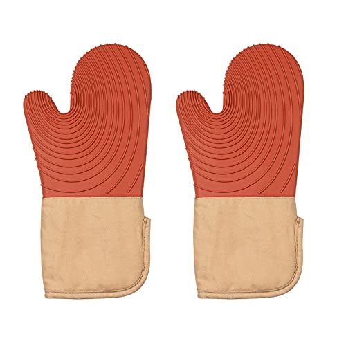 Silikon Anti-Draht Handschuh Isolierung Verdickung hochtemperaturbeständig Backen Backofen Handschuhe-Orange von ZPSPZ