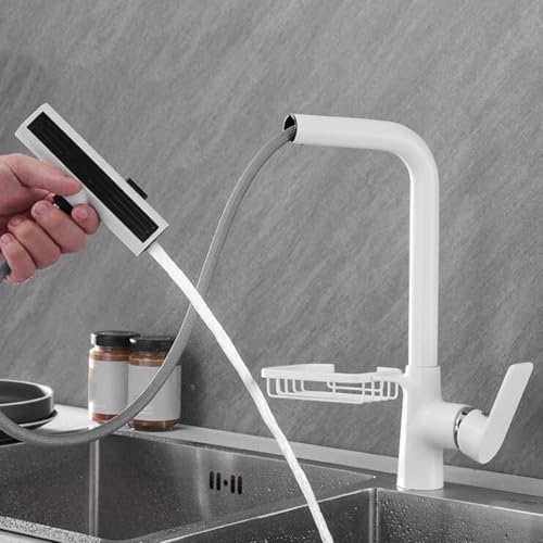 Spültischarmatur mit Brause Ausziehbar Schwenkbar Eingriff Einzelloch Küchenarmatur Ausziehbar Flexibel-Weiß Spültischarmatur mit Brause Ausziehbar Schwenkbar Eingriff Einzelloch Küchenarmatur Ausziehbar Flexibel-Weiß von ZPSPZ