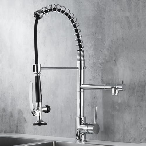 Wasserhahn Küche Feder mit Brause Ausziehbar Wasser Kalt und Heiß 360° Schwenkbar Messing Armatur Küche Feder-Verchromt Wasserhahn Küche Feder mit Brause Ausziehbar Wasser Kalt und Heiß 360° Schwenkbar Messing Armatur Küche Feder-Verchromt von ZPSPZ