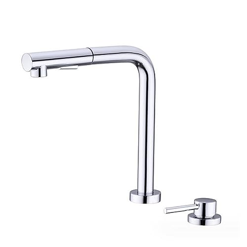 Wasserhahn Küche Vorfenster, Küchenarmatur Ausziehbar Einhebelmischer 2 Loch Spültischarmatur mit 2 Strahlarten Schwenkbar Küchenamaturen Vorfenster-Chrom von ZPSPZ