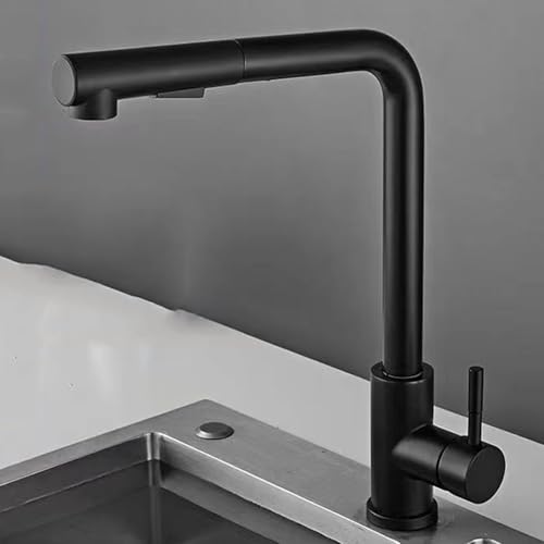 Wasserhahn Küche mit Ausziehbarer Brause Edelstahl 2 Modi-Schwarz von ZPSPZ