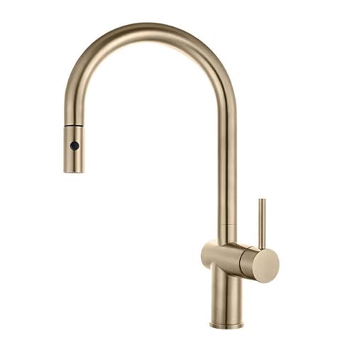 Wasserhahn Küche mit Brause Ausziehbar Schwenkbar Mischbatterie Küche Ausziehbar Edelstahl Wasser Kalt und Heiß Einzelloch-Gold Gebürstet Wasserhahn Küche mit Brause Ausziehbar Schwenkbar Mischbatterie Küche Ausziehbar Edelstahl Wasser Kalt und Heiß Einzelloch-Gold Gebürstet von ZPSPZ
