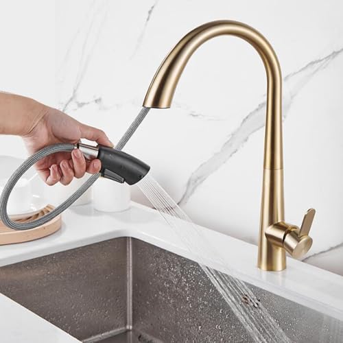 armatur küche ausziehbar spültischarmatur mit brause Schwenkbar Edelstahl 2 Modus mischbatterie küche ausziehbar Einzelgriff Wasser Kalt und Heiß-Gold Gebürstet armatur küche ausziehbar spültischarmatur mit brause Schwenkbar Edelstahl 2 Modus mischbatterie küche ausziehbar Einzelgriff Wasser Kalt und Heiß-Gold Gebürstet von ZPSPZ