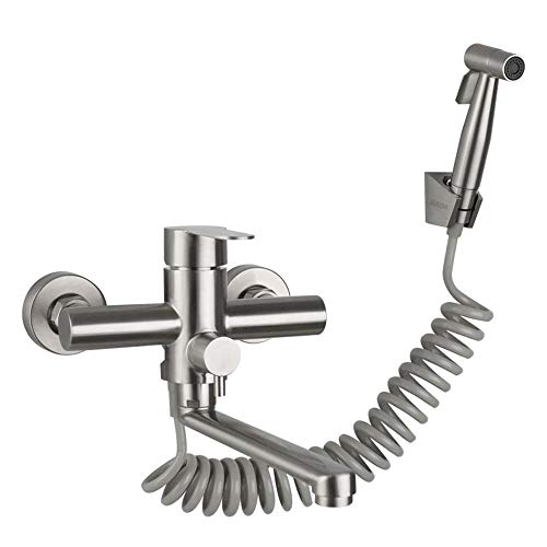 Wandarmatur mit Handbrause Küchenspüle Küchenarmatur Wasserhahn Edelstahl Heiß/Kaltwasser Waschwanne Drehbar (Gebürstet) Wandarmatur mit Handbrause Küchenspüle Küchenarmatur Wasserhahn Edelstahl Heiß/Kaltwasser Waschwanne Drehbar (Gebürstet) von ZPSPZ