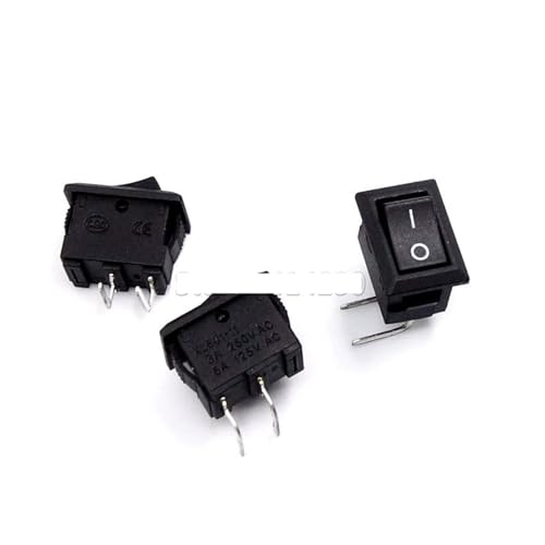 100Pcs 2Pin Curved Needle Black Rocker Switch 3A 250V 6A 125VAC KCD11 2Pin Snap-in On Off Push Button Switch 10 * 15mm Right Bent von ZPTPNGWH