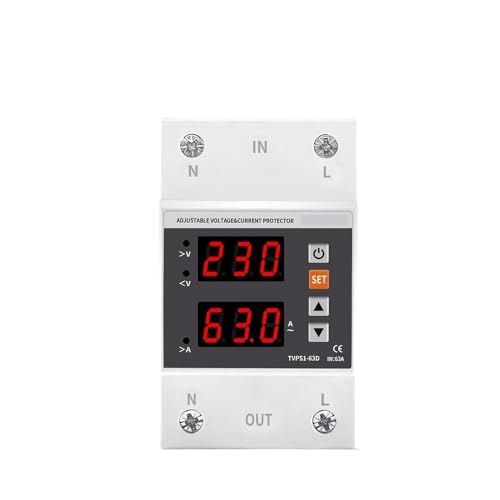 63A Din Rail 230V Adjustable Over and Under Voltage Protective Device Protector Relay Monitor Current Limit Surge Protect 3P 54m 63A Din Rail 230V Adjustable Over and Under Voltage Protective Device Protector Relay Monitor Current Limit Surge Protect 3P 54m von ZPTPNGWH