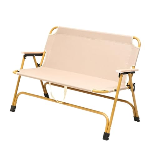 Double Folding Camping Chair, Portable Outdoor 2 Sofa Chair with Wooden Armrests, for Backpack Travel, Beach Leisure and Sports Travel(Khaki,Style A) von ZPVXRVQ