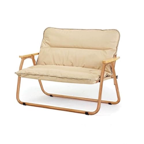 Double Folding Camping Chair, Portable Outdoor 2 Sofa Chair with Wooden Armrests, for Backpack Travel, Beach Leisure and Sports Travel(Khaki,Style B) von ZPVXRVQ