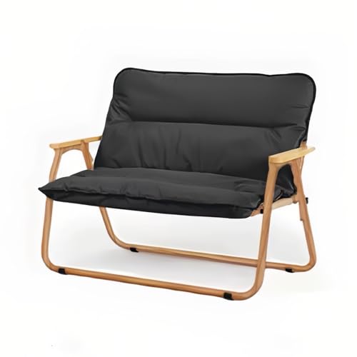 Double Folding Camping Chair, Portable Outdoor 2 Sofa Chair with Wooden Armrests, for Backpack Travel, Beach Leisure and Sports Travel(Schwarz,Style B) von ZPVXRVQ