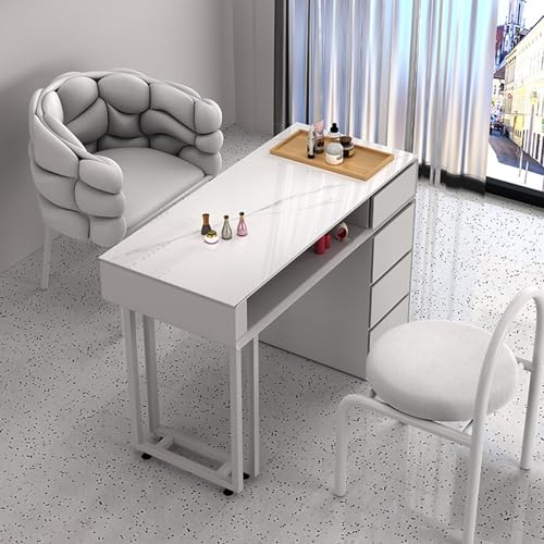 Hölzerne Nail Tech Desk Maniküre Tisch, Nail Station Stylist Ausrüstung mit Schubladen und 2 Schichten Lagerung Rack Home Beauty Professional Modern Nail Desk Workstation(80x40x78cm) von ZPVXRVQ