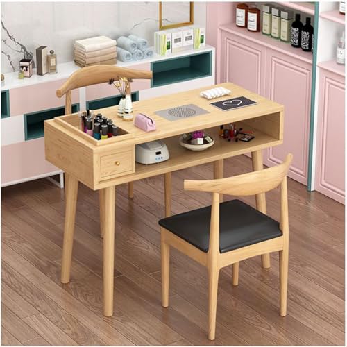Moderner Manikürtisch Aus Massivholz, Nail Desk mit Doppelschicht, Nagelsalon Spa Nageltisch Station für Nail Tech(Style 2,100x40x78cm) von ZPVXRVQ