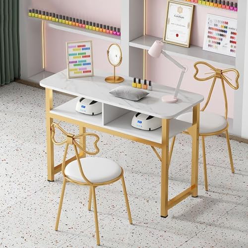 Nail Desk Workstatio Textur Salon Nageltisch Breite Arbeitsfläche Stahlrohrträger für Nail Tech Spa Makeup Beauty Salon Home(80x40x75cm) von ZPVXRVQ