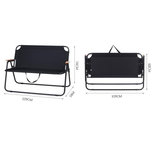 ZPVXRVQ Doppel-Campingstuhl für Erwachsene, Vollständig Gepolsterte Klappstühle Loveseat mit Armlehnen und Getränkehaltern, Großer, Strapazierfähiger Outdoor-Terrassenstuhl(Schwarz) von ZPVXRVQ