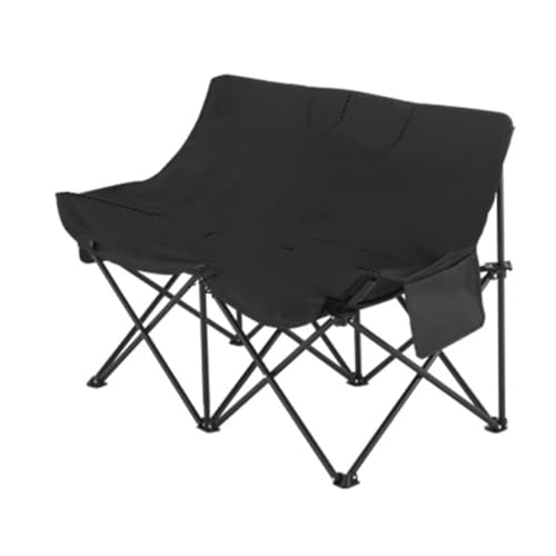 ZPVXRVQ Klappbarer Doppel-Campingstuhl, Übergroßer Loveseat-Stuhl, Robuster Tragbarer Gartenstuhl mit Stauraum für Garten, Angeln, Rasen, Tailgating(Schwarz) von ZPVXRVQ