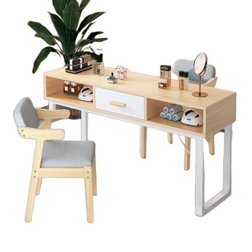 ZPVXRVQ Maniküre Tisch Moderne Professionelle Doppel-Nageltischstation mit Schubladen 2 Offene Ablagefächer Hölzerne Nail Art Workstation(80x40x78cm) von ZPVXRVQ
