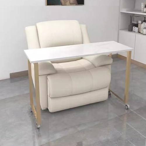 ZPVXRVQ Manikürtisch Nagelschreibtisch, 4 Abschließbare Räder, Gold Metall Ständer, Nail Tech Tisch für Techniker Spa Salon Workstation(115x35x70cm) von ZPVXRVQ