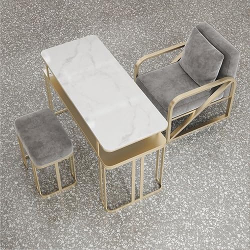 ZPVXRVQ Marmor-Nageltisch Funktionaler Nailart-Tisch Doppelschichtige Ablagefläche für Salon Spa Portable Schönheit Maniküre Tisch(140x40x78cm) von ZPVXRVQ