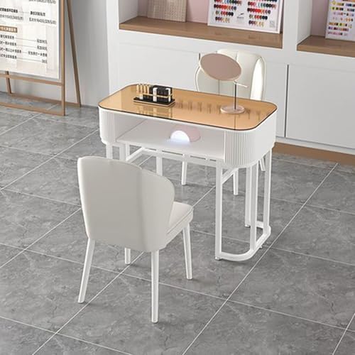 ZPVXRVQ Moderne Nail Tech Station, Manikürtisch mit Ablagefächern Offene Regale Professional Spa Workstation Glas für Nagelstudio, Büro(Style 1,120x40x76cm) von ZPVXRVQ