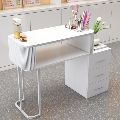 ZPVXRVQ Moderner Nagelstudio-Schreibtisch mit Aufbewahrungsschubladen Holz-Arbeitsplatz Lackfreie Platte Arbeitsplatte Professioneller Manikürtisch für Beauty Spa(Style 2,80cm) von ZPVXRVQ