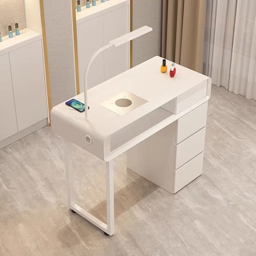 ZPVXRVQ Moderner Professioneller Manikürtisch Nagelschreibtisch, mit Aufbewahrungsschrank, 3 Schubladen Nail Beauty Workstation für Zuhause oder Salon(100x40x60cm) von ZPVXRVQ
