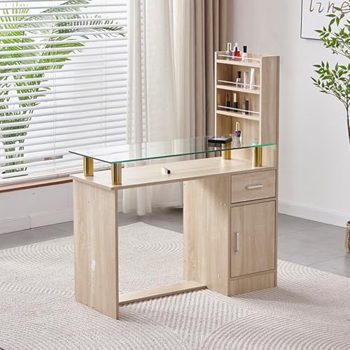 ZPVXRVQ Nageldesign-Schreibtisch für Spa Schönheitssalon Hölzerne PC Laptop Tisch Schreibarbeitsplatz mit Lagerung Bücherregale Computer-Schreibtisch(Style 2) von ZPVXRVQ