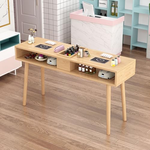 ZPVXRVQ Nail Art Workbench mit Schublade Hölzerner Nail-Tech-Salon-Schreibtisch mit Doppelschicht, Massivholz Beinen Professioneller Nageltechniker Tisch(Style 1) von ZPVXRVQ
